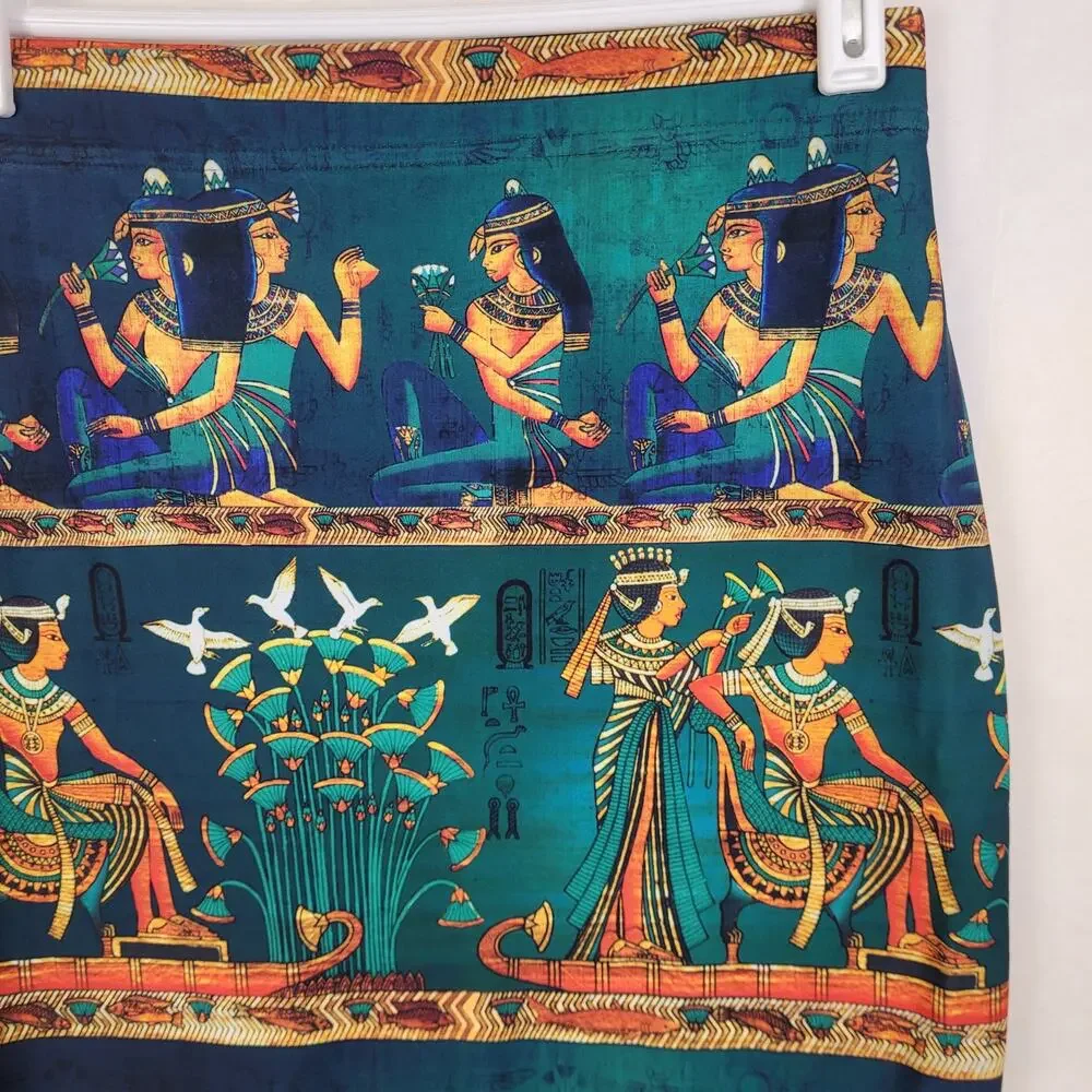 Black milk green Egyptian midi pencil skirt Size small novelty unique maximal